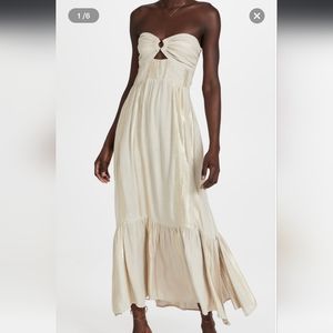 L SPACE Melody Dress NEW gold and tan strapless maxi dress medium